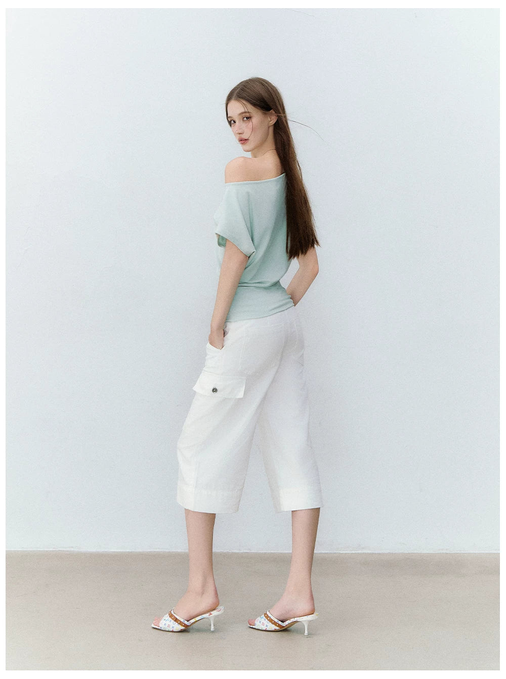 Asymmetric One-Shoulder Tie Detail Cutout Short Sleeve T-Shirt