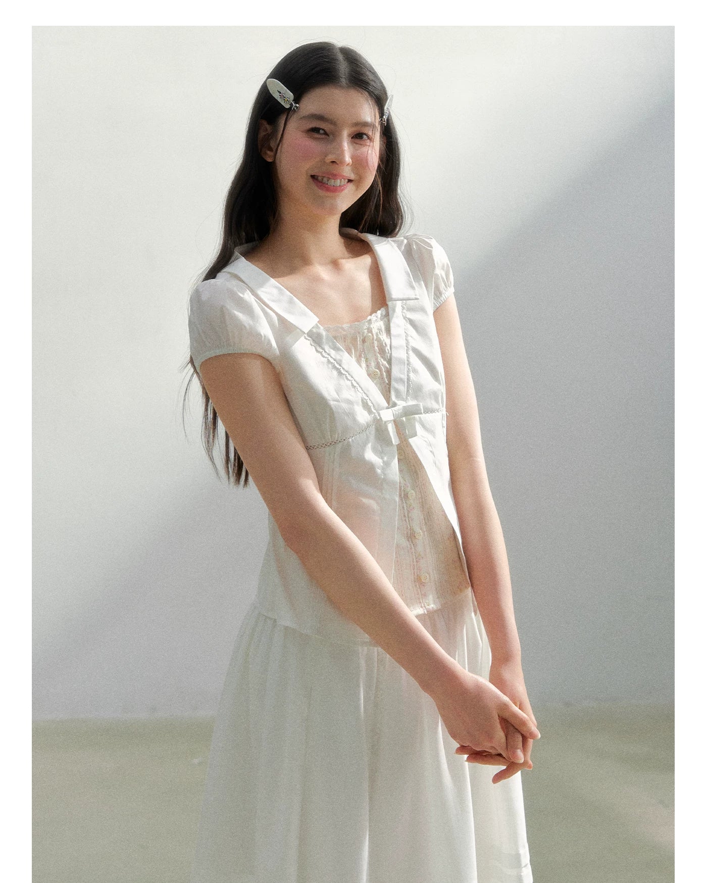 Floral Plaid Academy Layered Short Sleeve Shirt