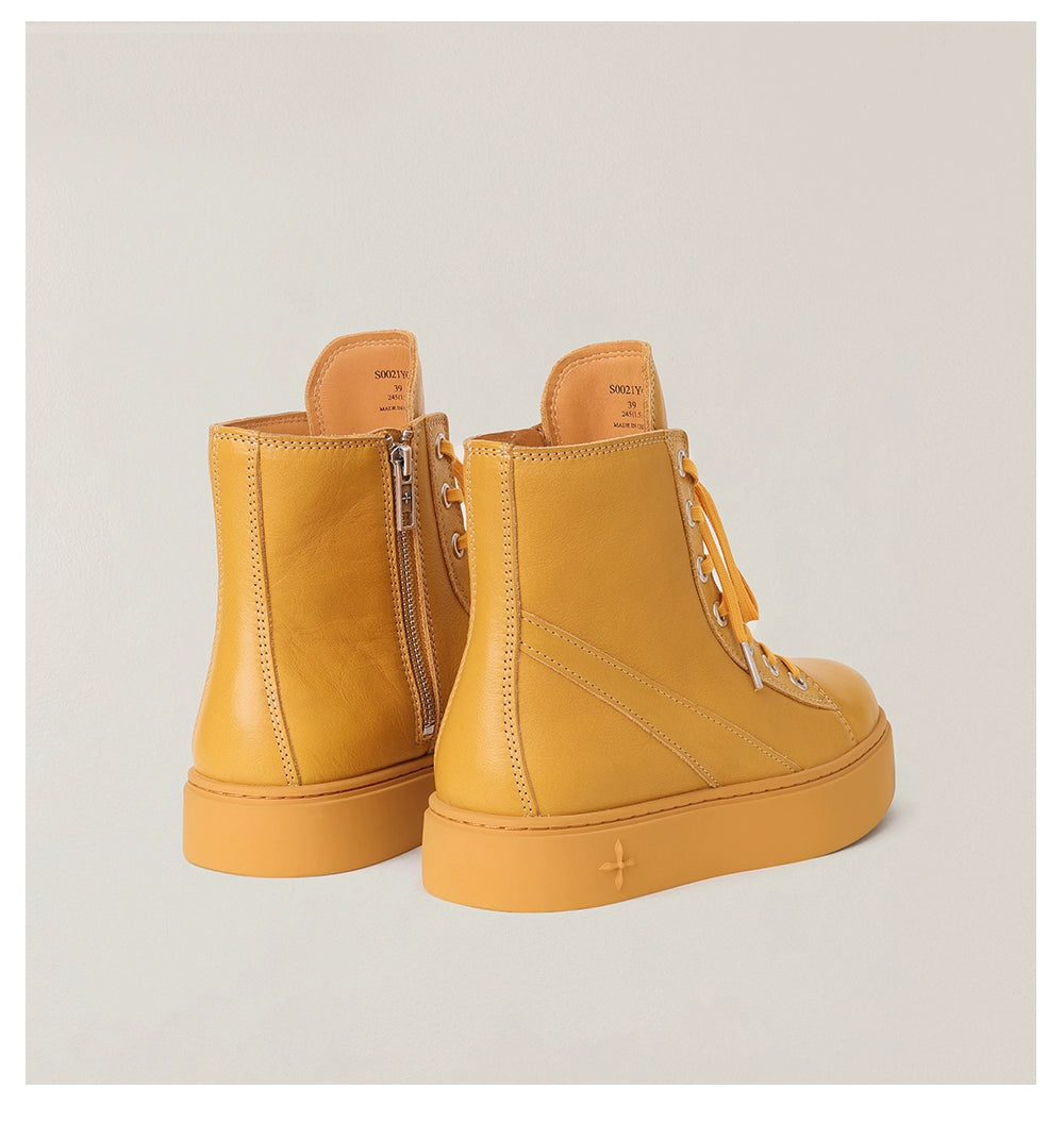 Compass Heritage Retro Leather High-Top Sneakers - CHINASQUAD