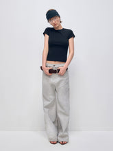 Gray Twill Low-Crotch Straight Leg Suit Pants - CHINASQUAD