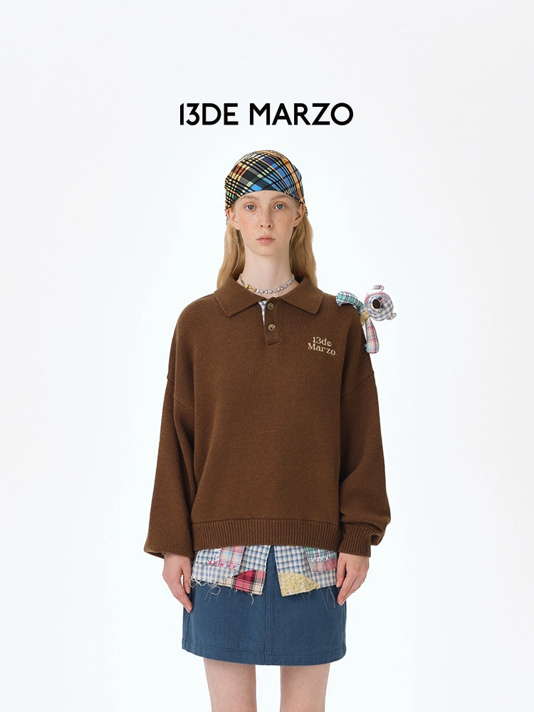 Plaid Bear Polo Sweater - CHINASQUAD