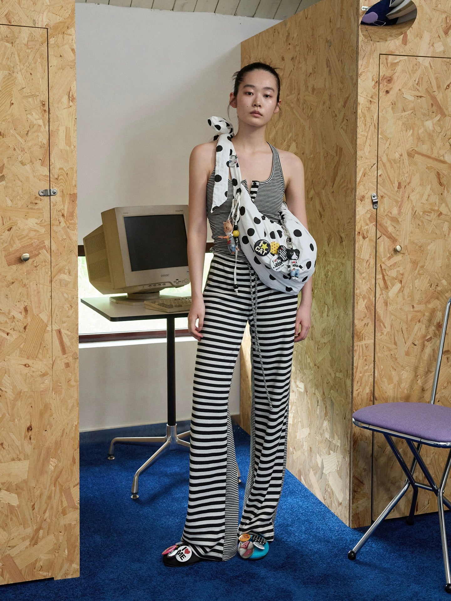 Polka Dot Adjustable Strap Hobo Bag - CHINASQUAD