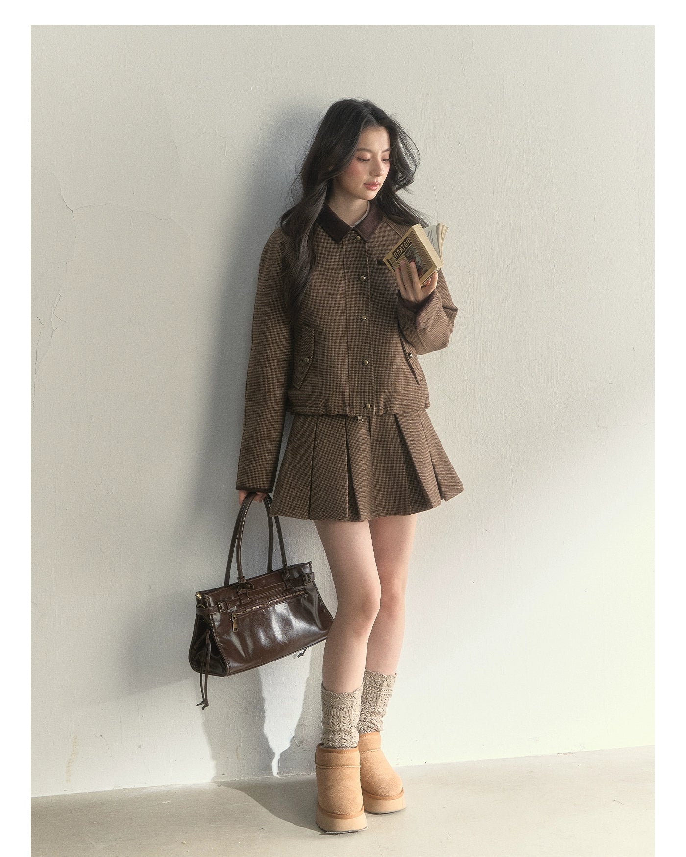 Reversible Houndstooth Jacket & Skirt Set