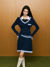Faux Two-Piece Polka Dot Polo Shirt & Pleated Skirt Set - CHINASQUAD