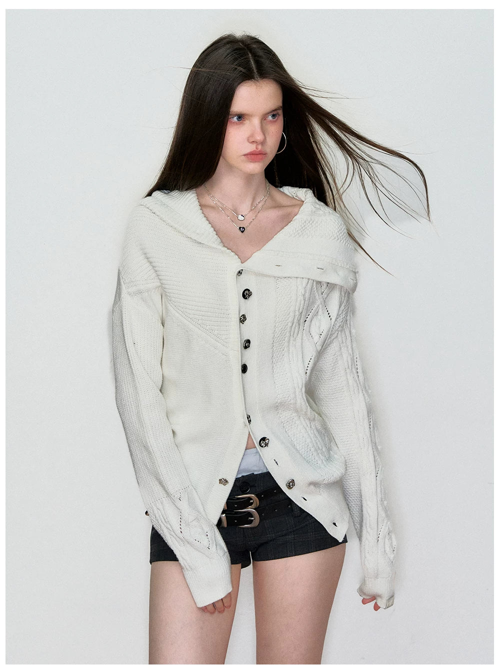 Double-Waist Checkered Tailored Shorts