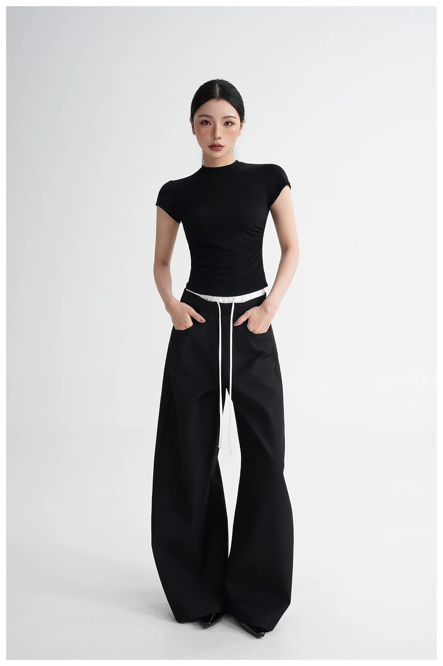 Panel Wide-Leg Floor-Length Trousers