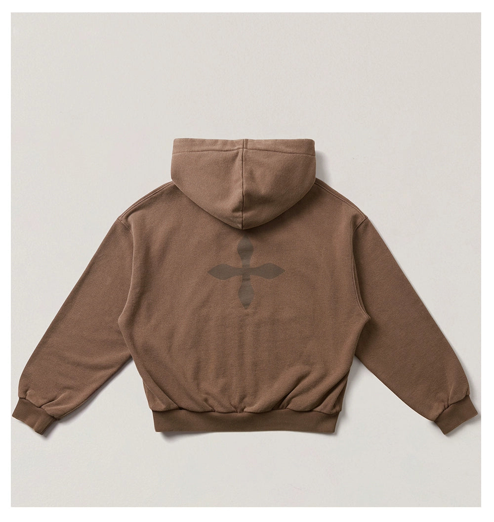 Cross Emblem Oversized Zip-up Hoodie - CHINASQUAD
