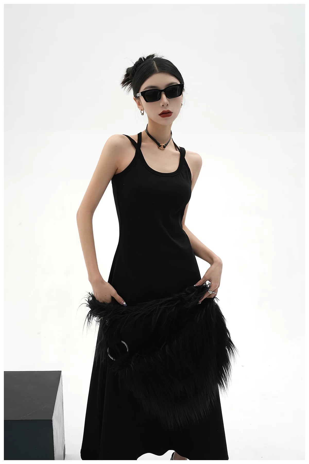 American Street-Style Slim-Fit Camisole Maxi Dress