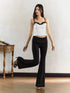 Black Nailed Low Waist Flared Pants - CHINASQUAD