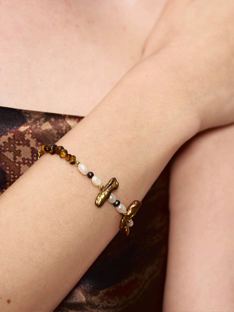 Vintage Gold Baroque Pearl Bracelet - CHINASQUAD