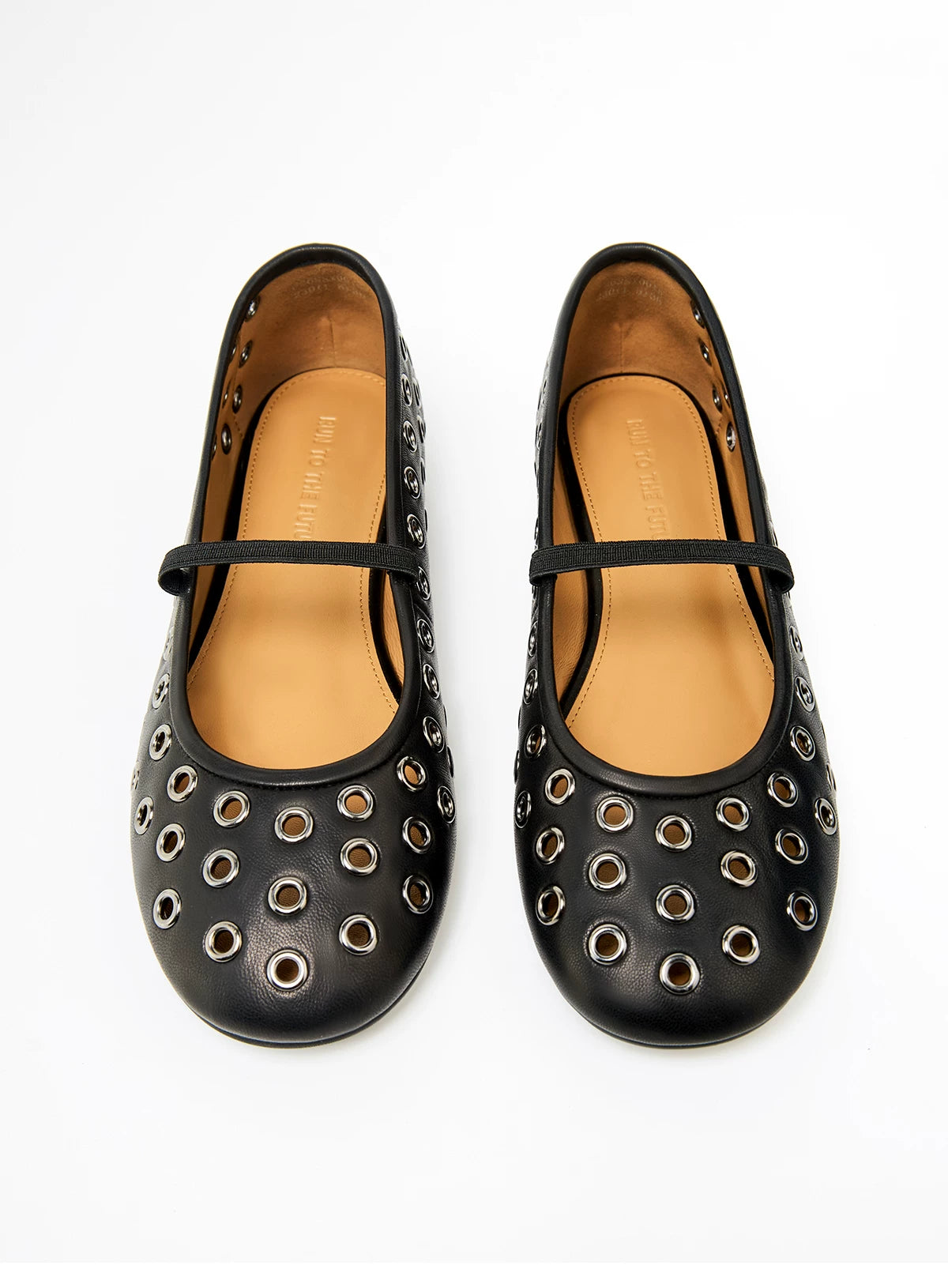 Studded Cutout Sheepskin Ballet Flats