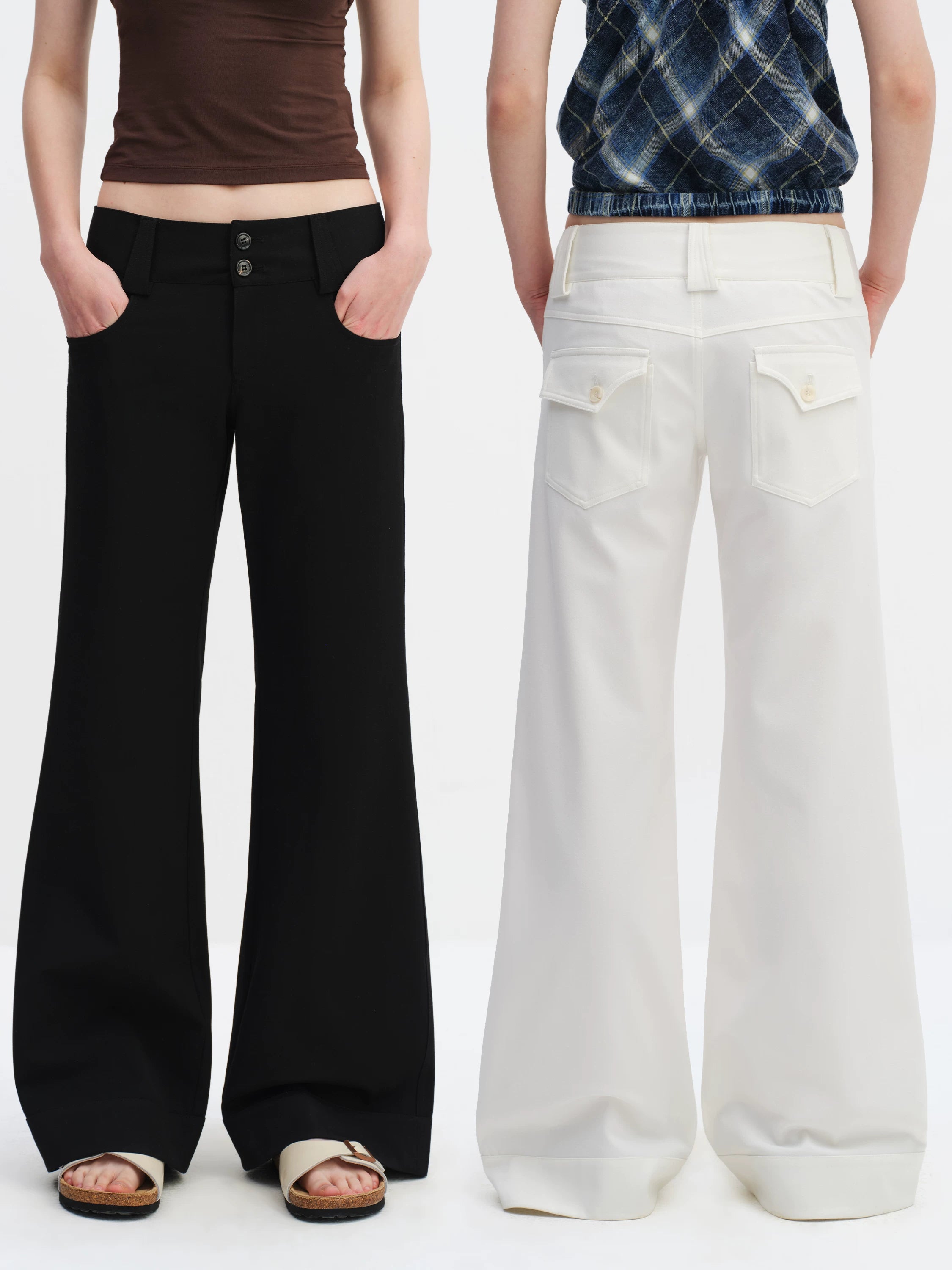 Low-Rise Wide-Leg Tailored Trousers