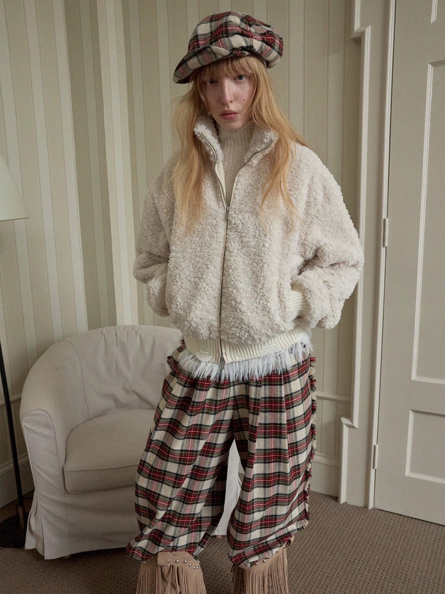 Vintage Plaid Newsboy Cap