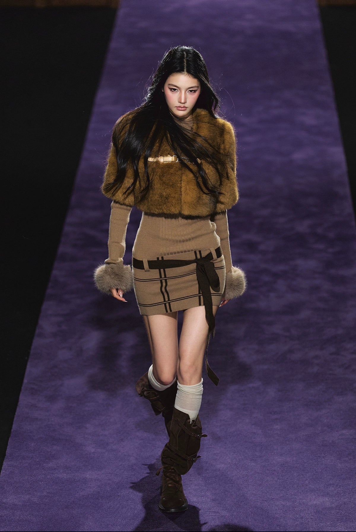 Maillard Faux Fur Cropped Cape