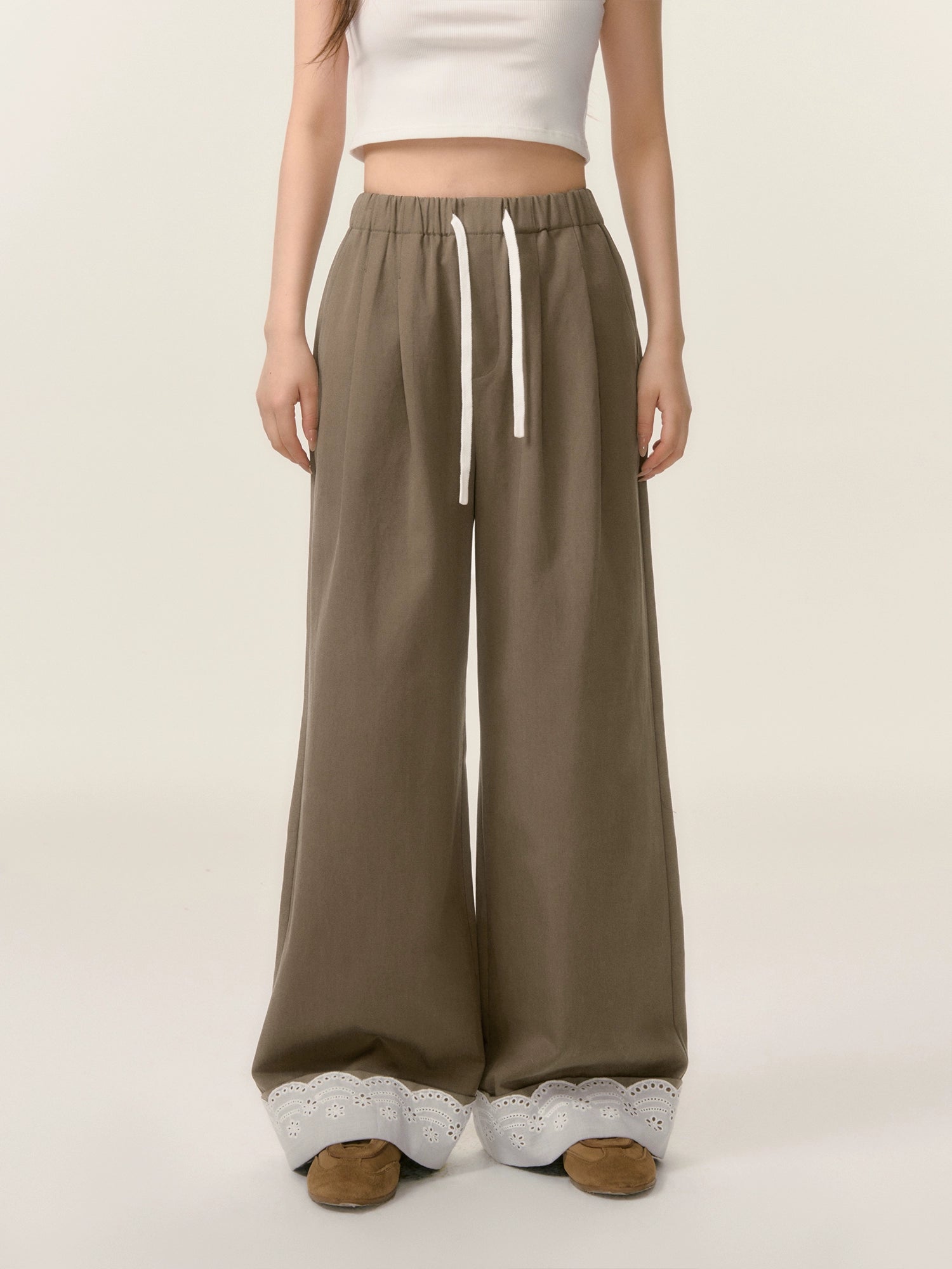 Lace Trim Patchwork Trousers - CHINASQUAD