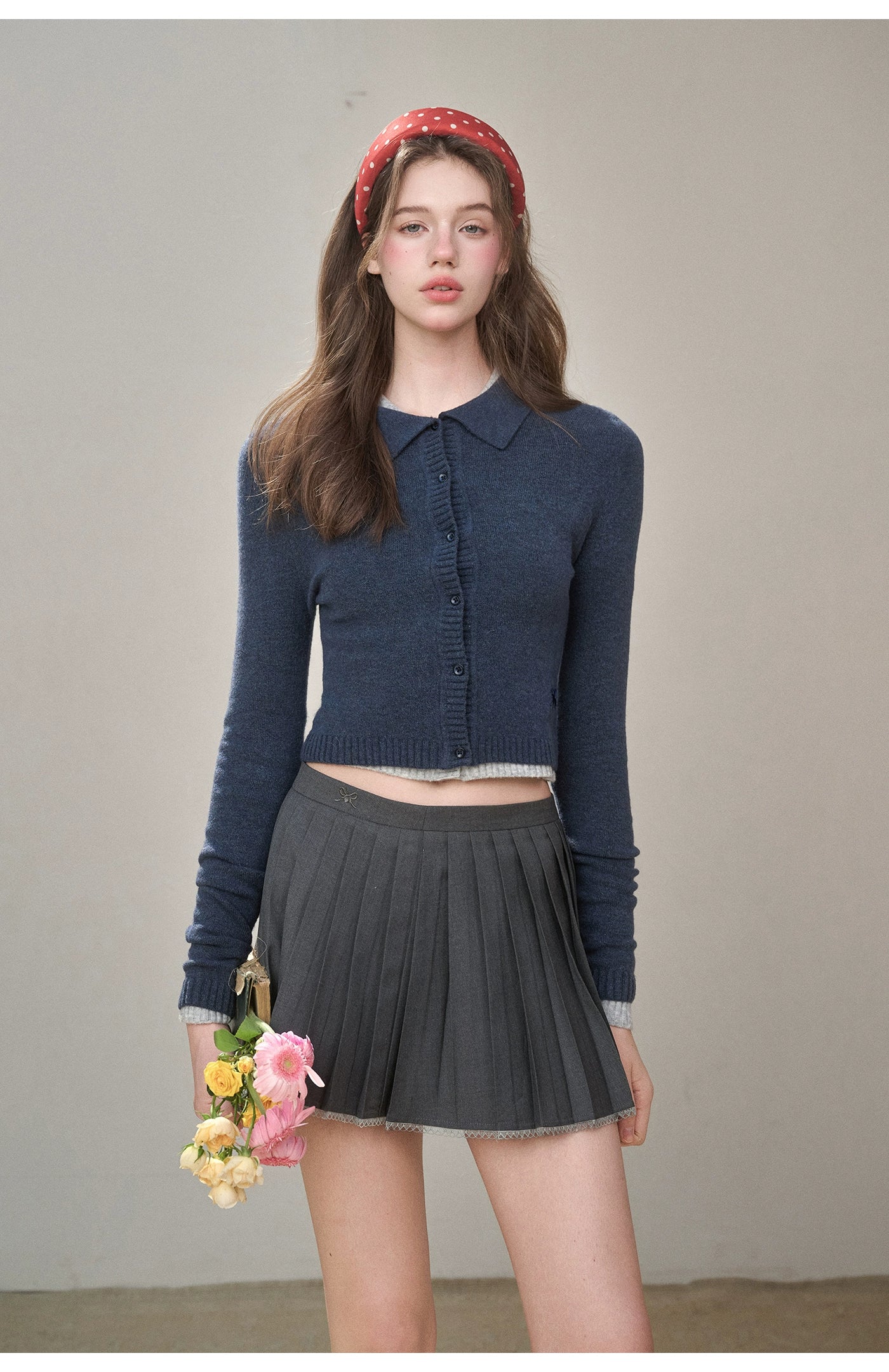 Mist-Grey Pleated Skirt