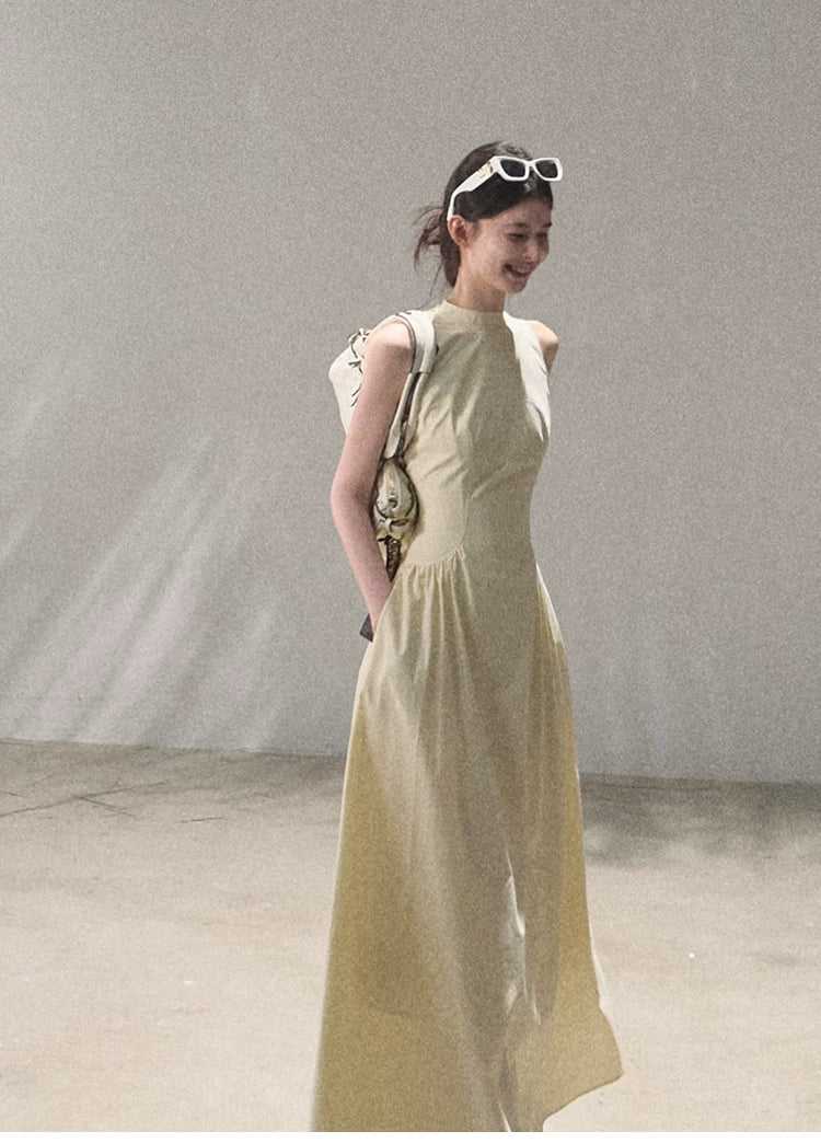 Vanilla Spring Halter Backless Dress