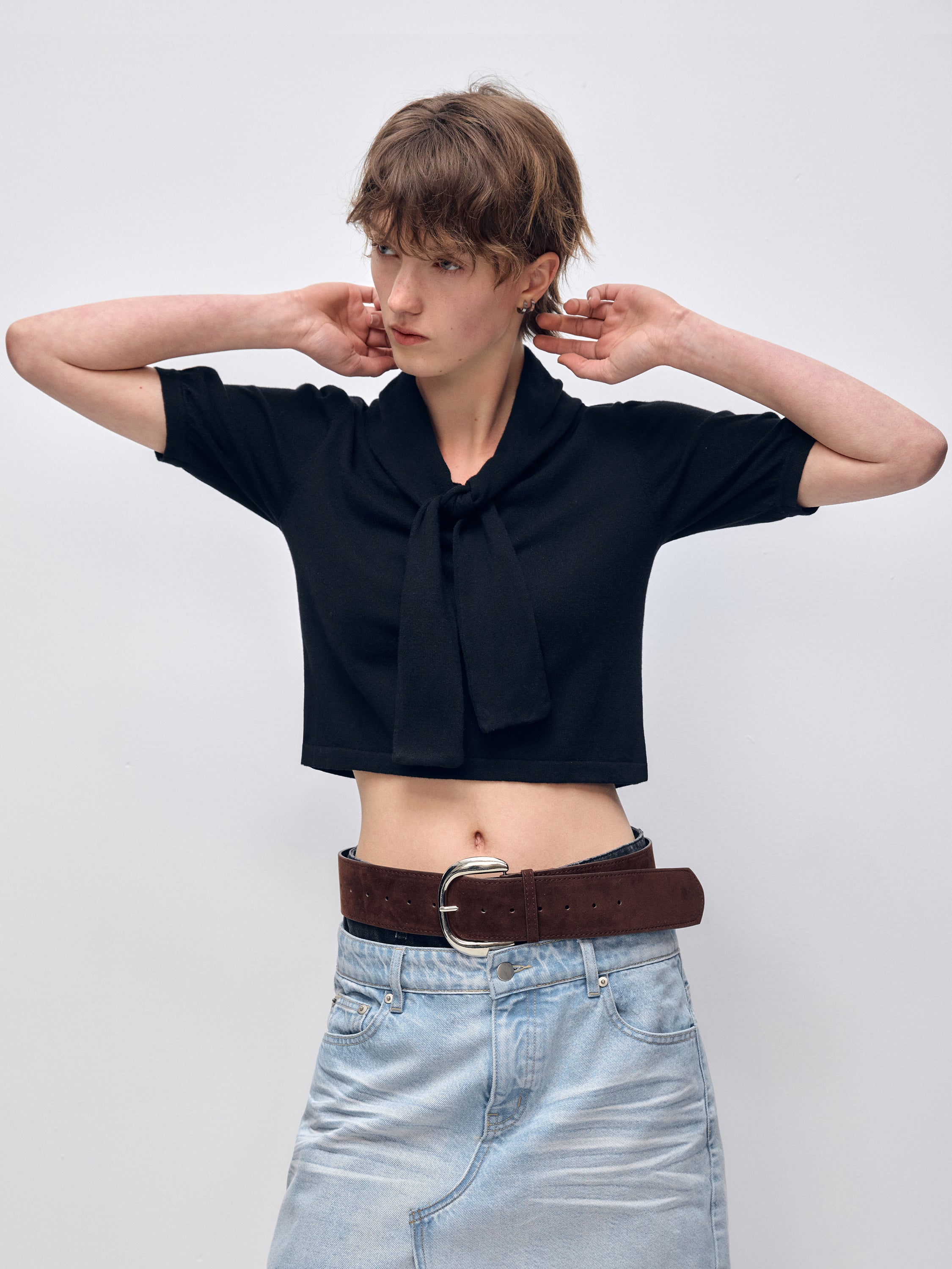 Black Floating Tie Short-Sleeve T-shirt - CHINASQUAD