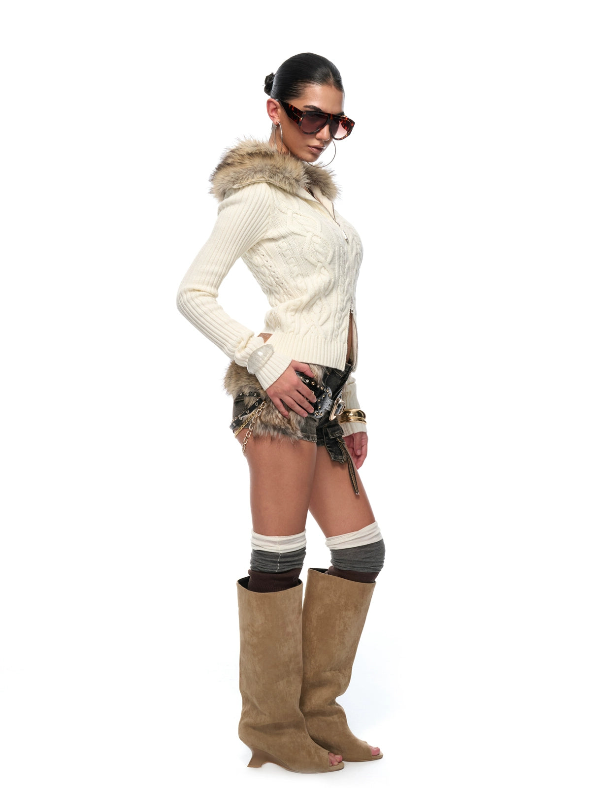 Ivory Wool-Blend Vintage Cardigan