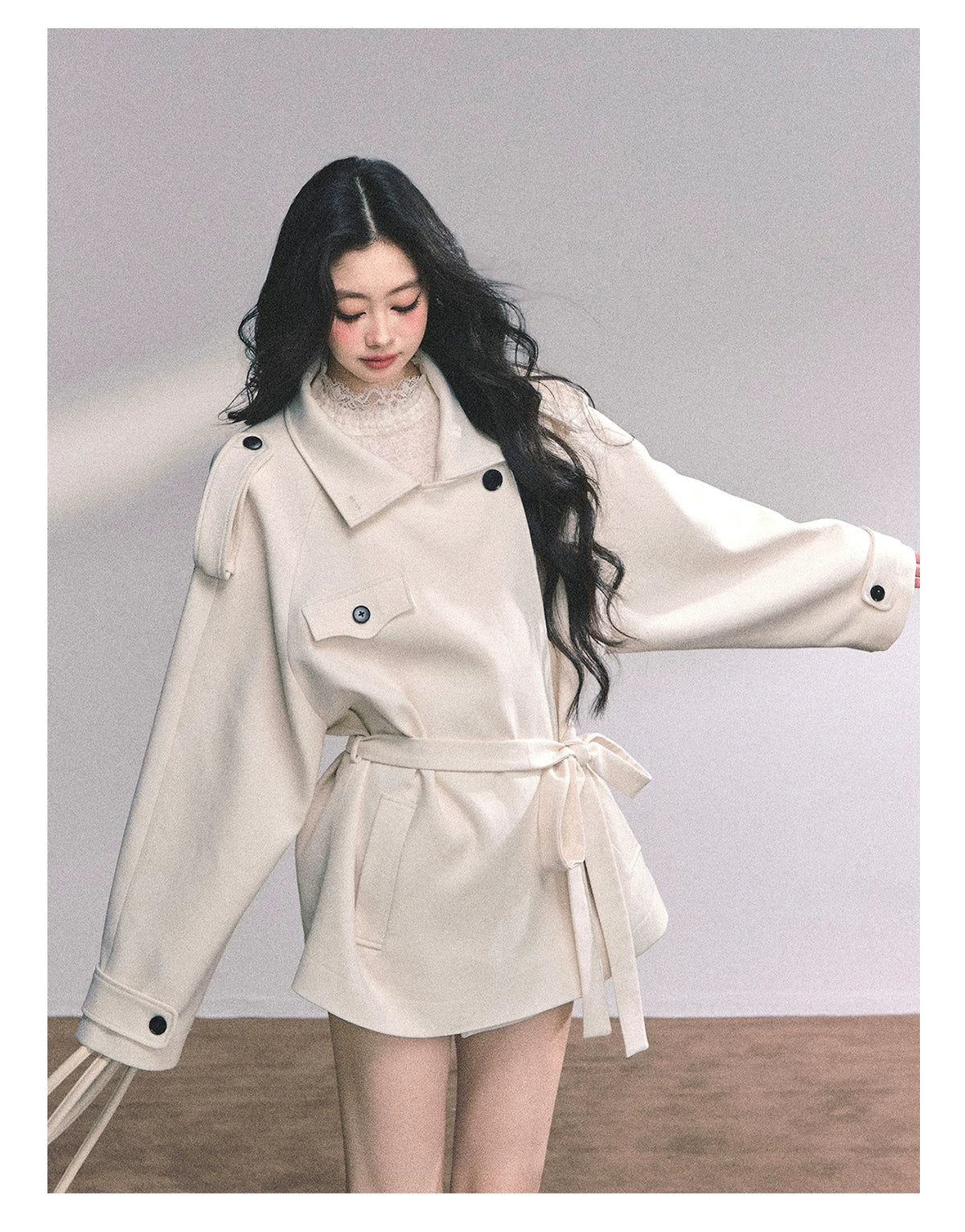 French British-Style Relaxed Wool Coat