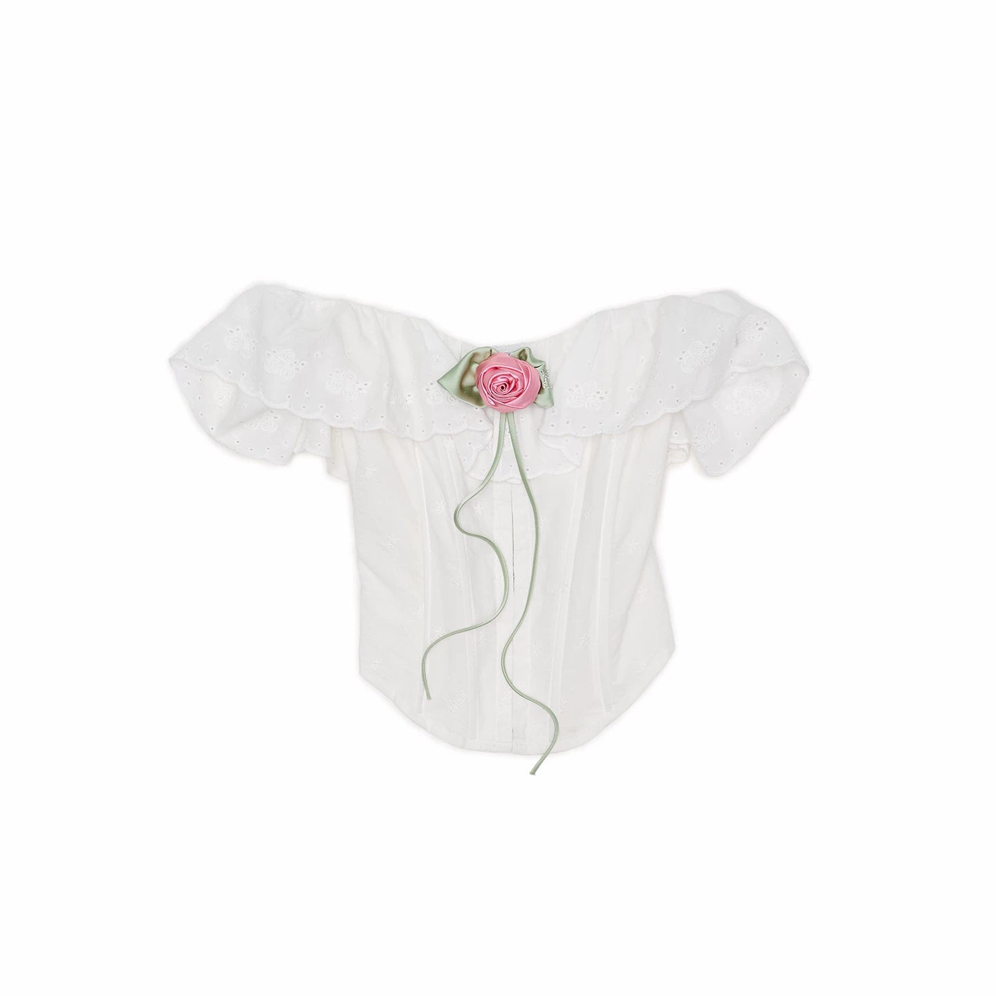 Off-Shoulder Ruffle Corset Rose Top 1Jinn Studio