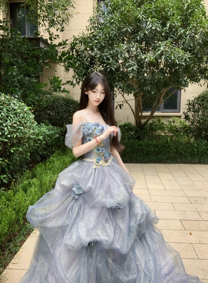 Underwater World Tulle Gown with Floral Embellishments