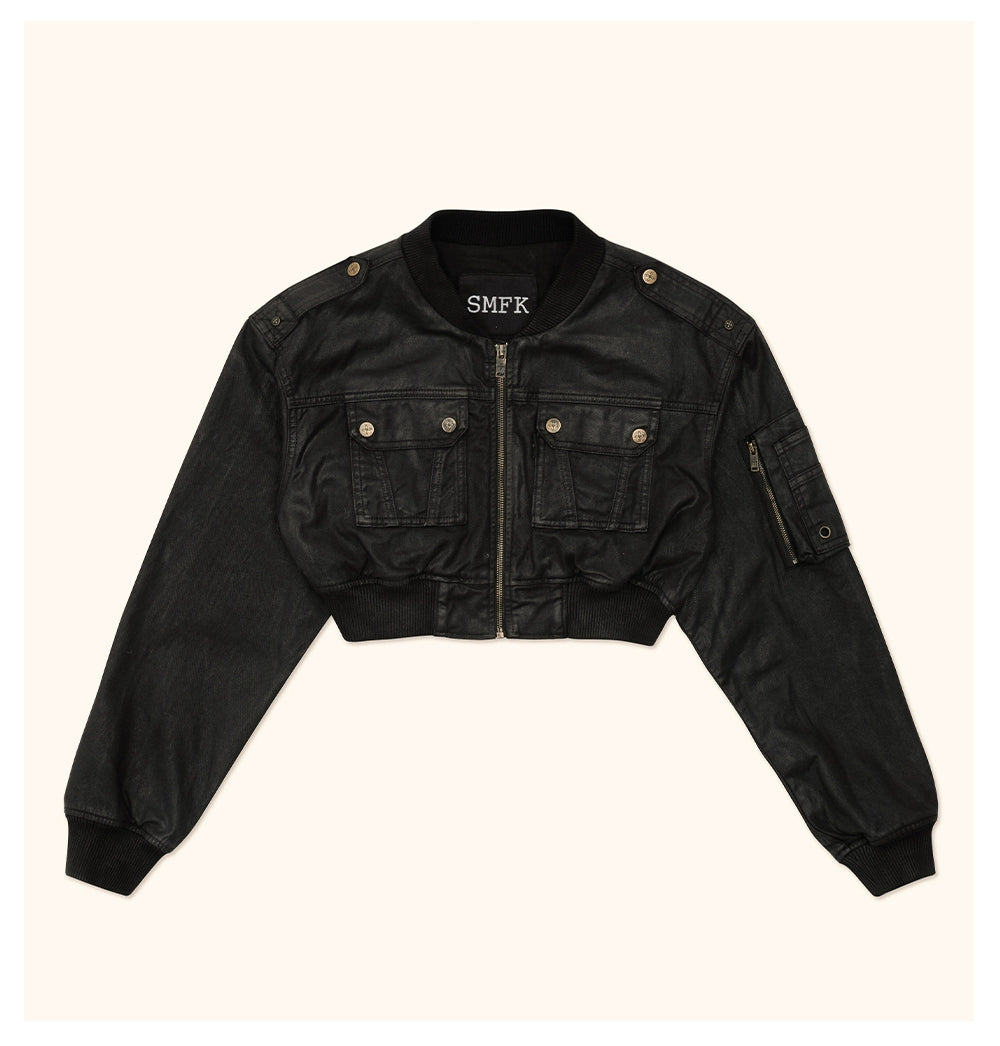 Ancient Myth Wax-coated Short Bomber Jacket - CHINASQUAD