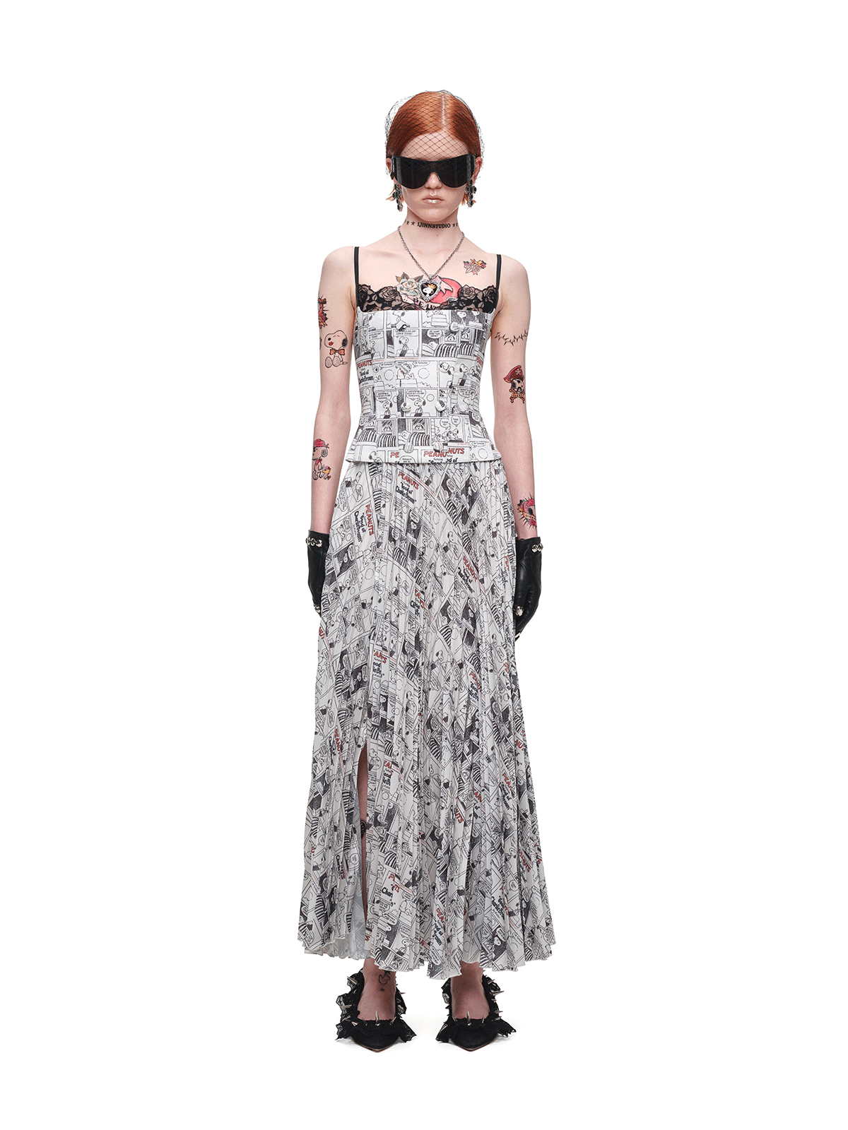 Bedrucktes Spitzen-Corsage-Bustier