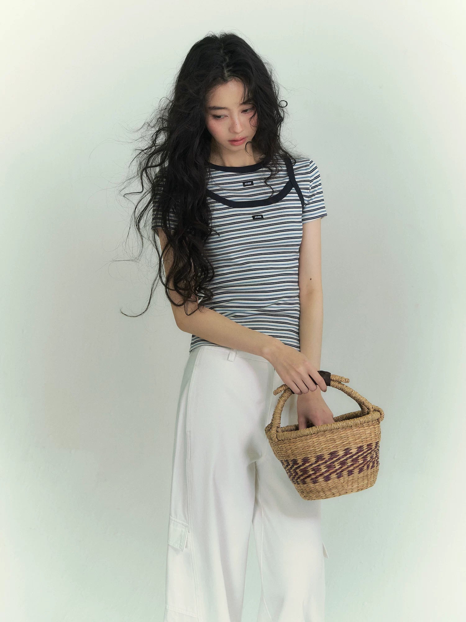 Casual Striped T-Shirt & Camisole Set