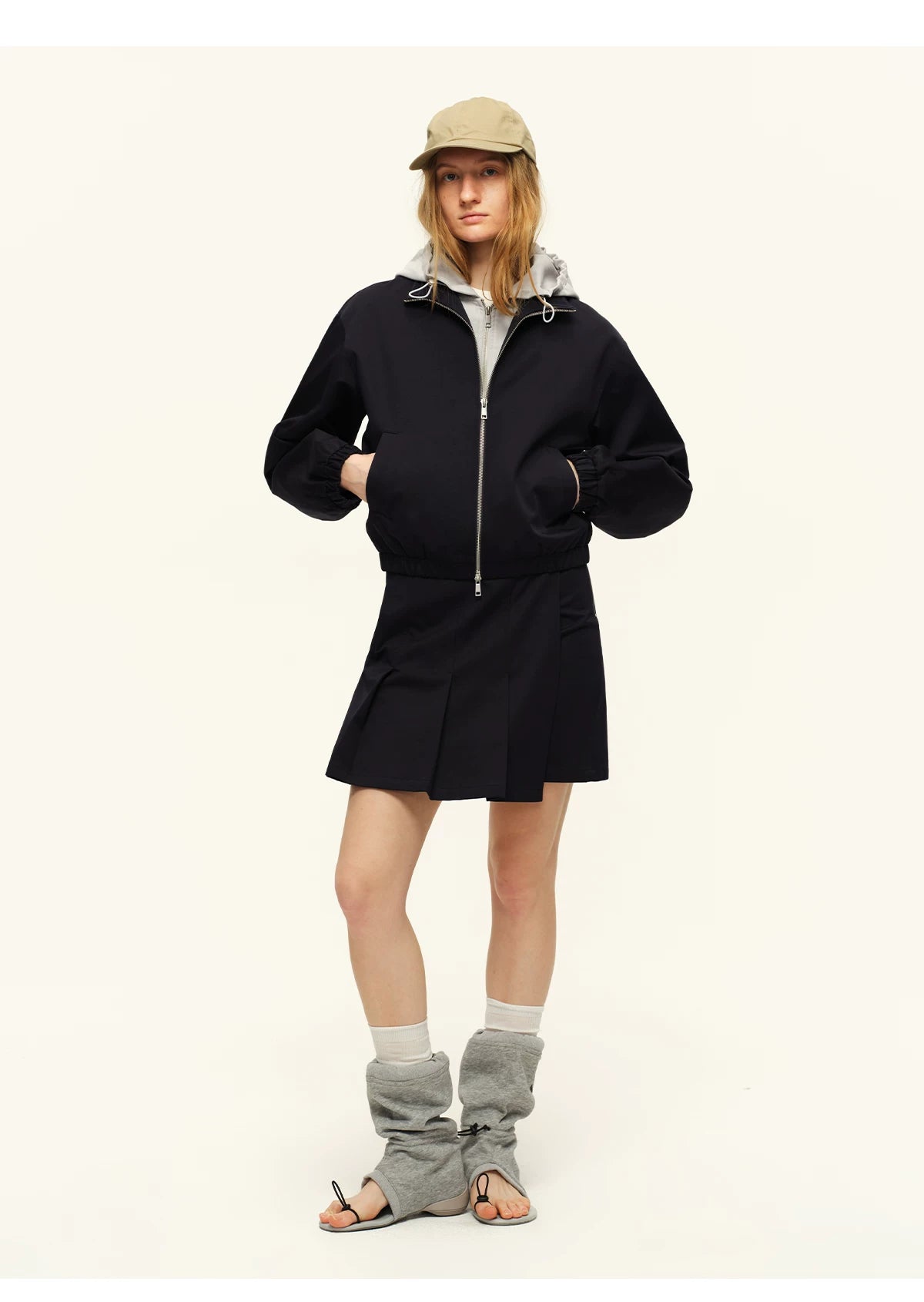 Cotton Stand-Collar Hooded Jacket