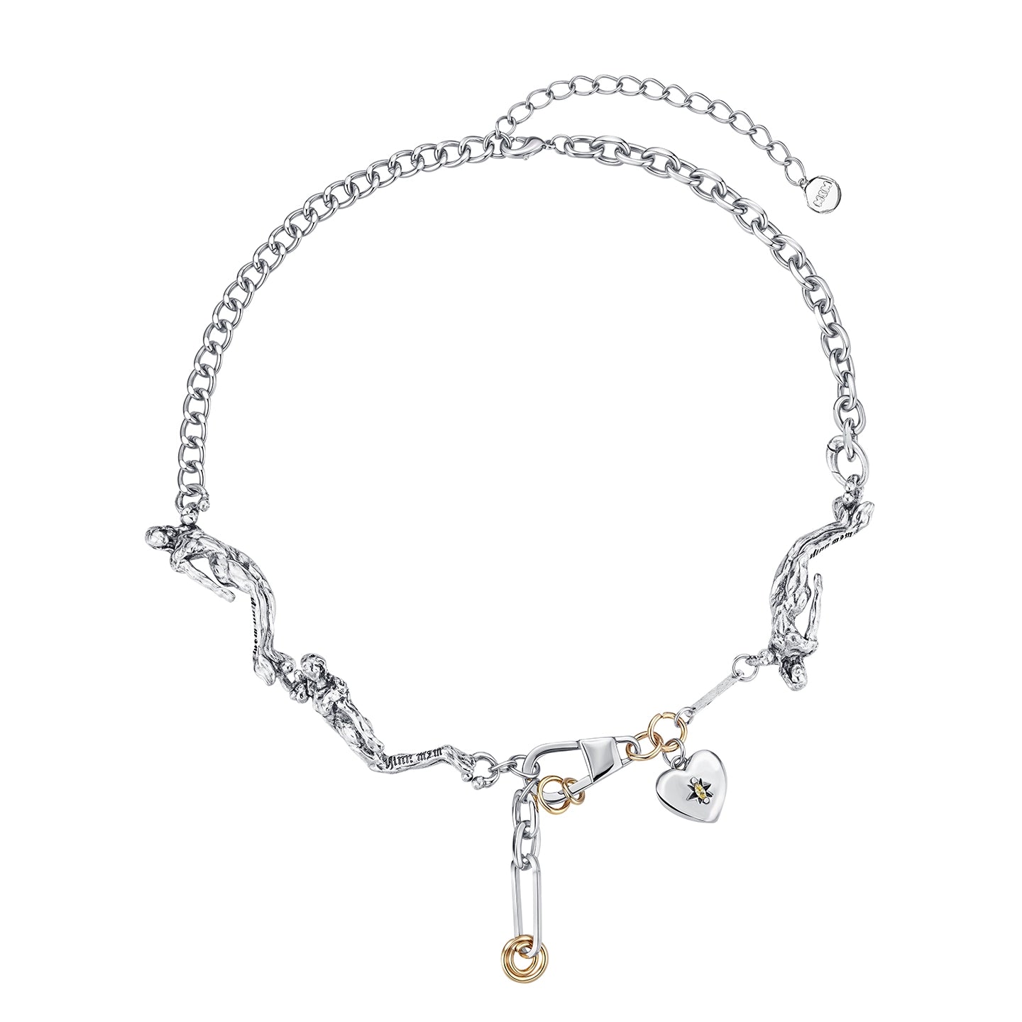 Silver Reconstructed Vintage Mermaid Heart Necklace - CHINASQUAD