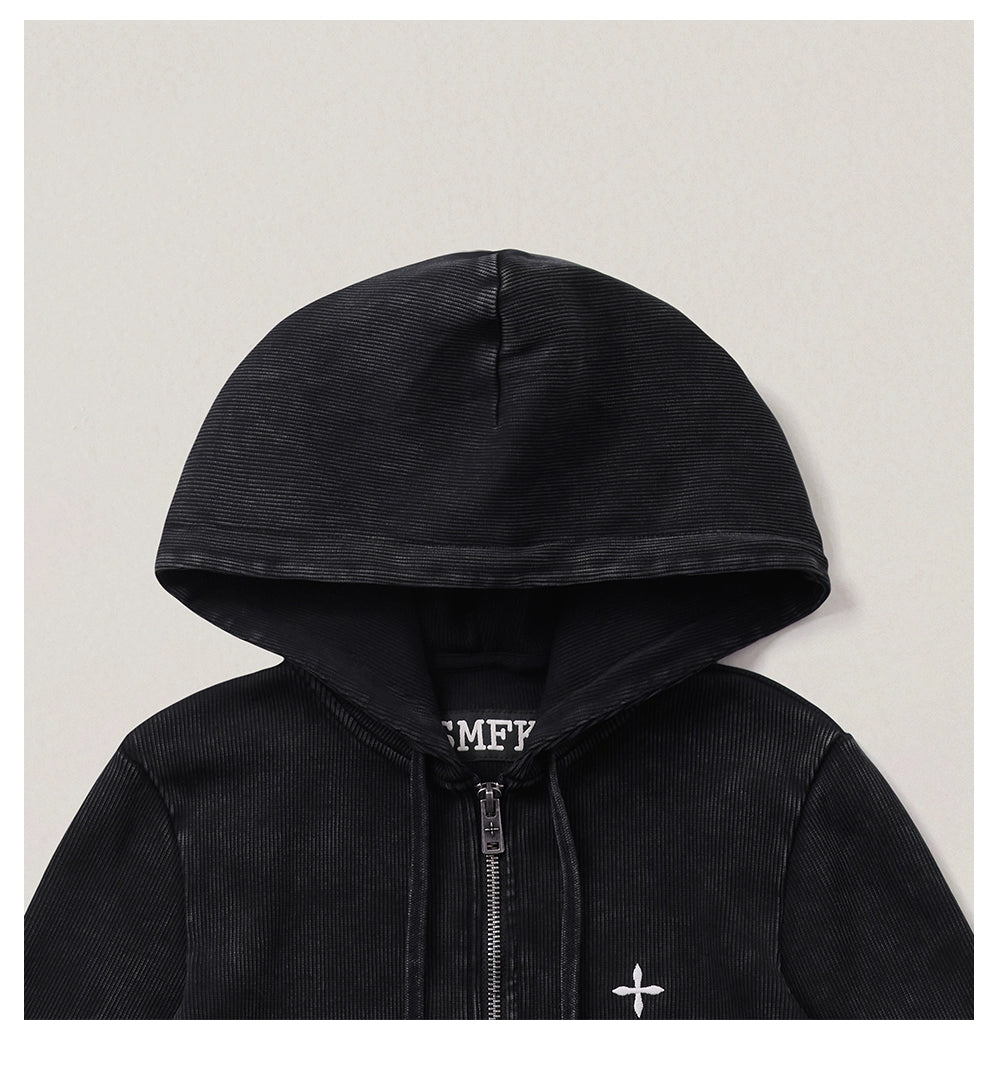 Wild Vintage Zip-up Cropped Hoodie - CHINASQUAD