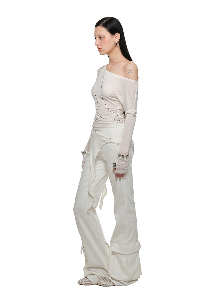 Rhinestone Flared Pants - CHINASQUAD