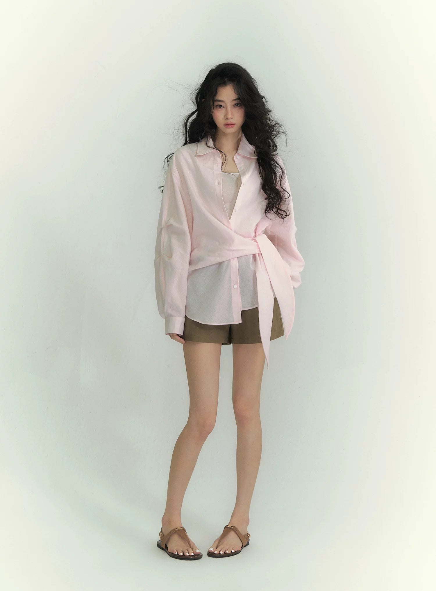 Airy Tie-Front Wrap Shirt