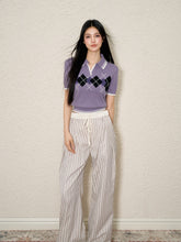 Elastic Waist Striped Pleated Wide-Legged Pants - CHINASQUAD