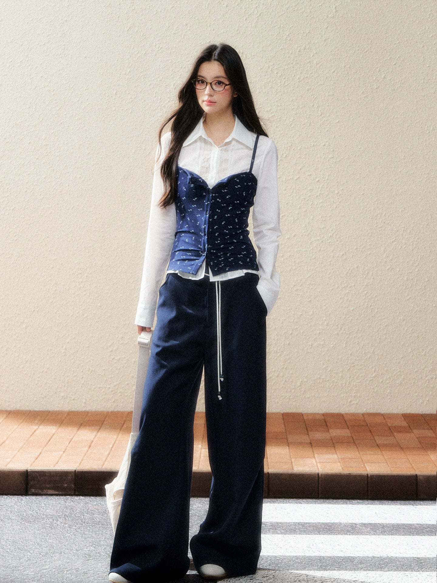 Midnight High-Waist Wide-Leg Trousers - CHINASQUAD