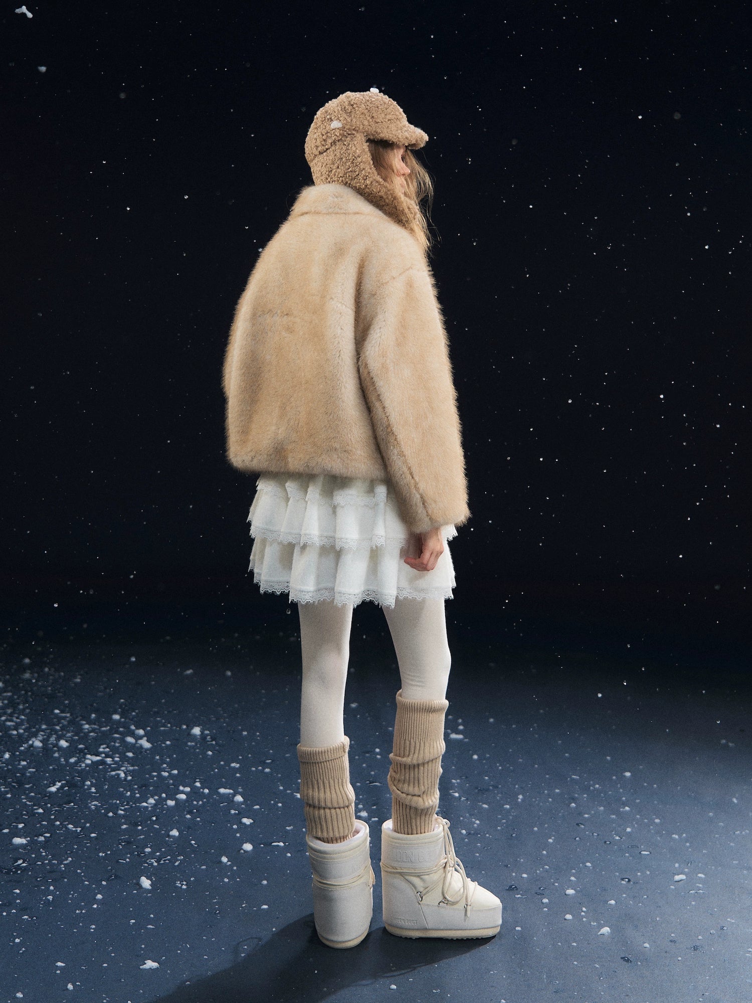 Tie-Waist Fuzzy Lapel Jacket