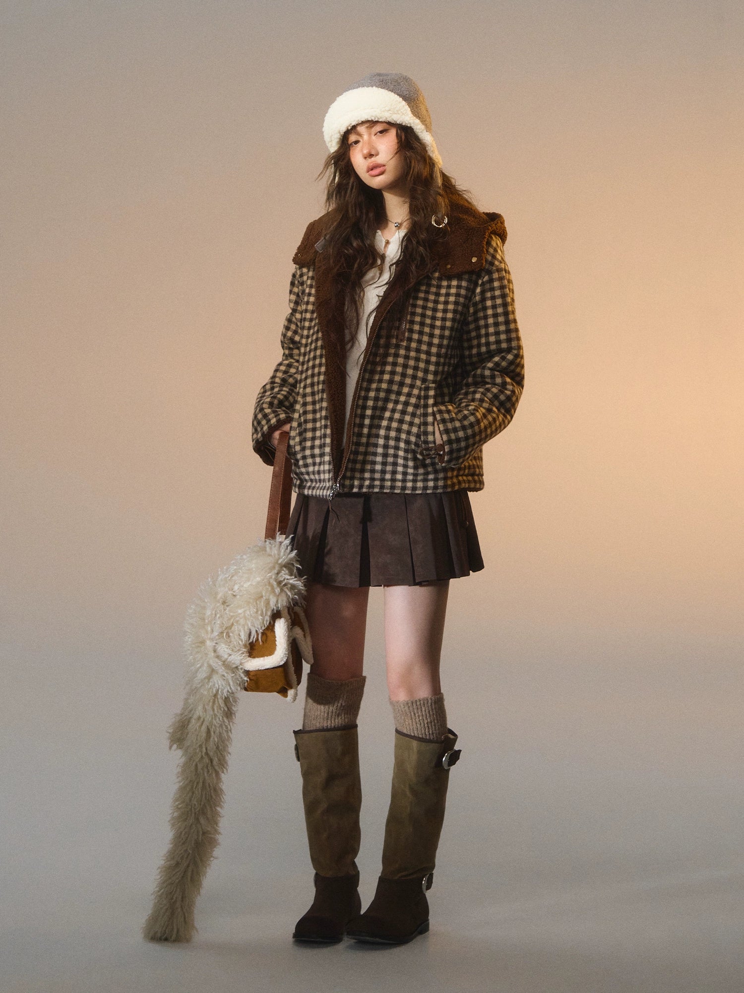 Reversible Plaid Fleece Patchwork Jacket