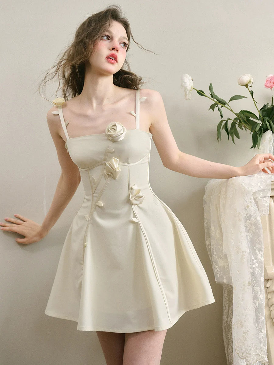 Black & White Floral Strapless Cami Dress - CHINASQUAD