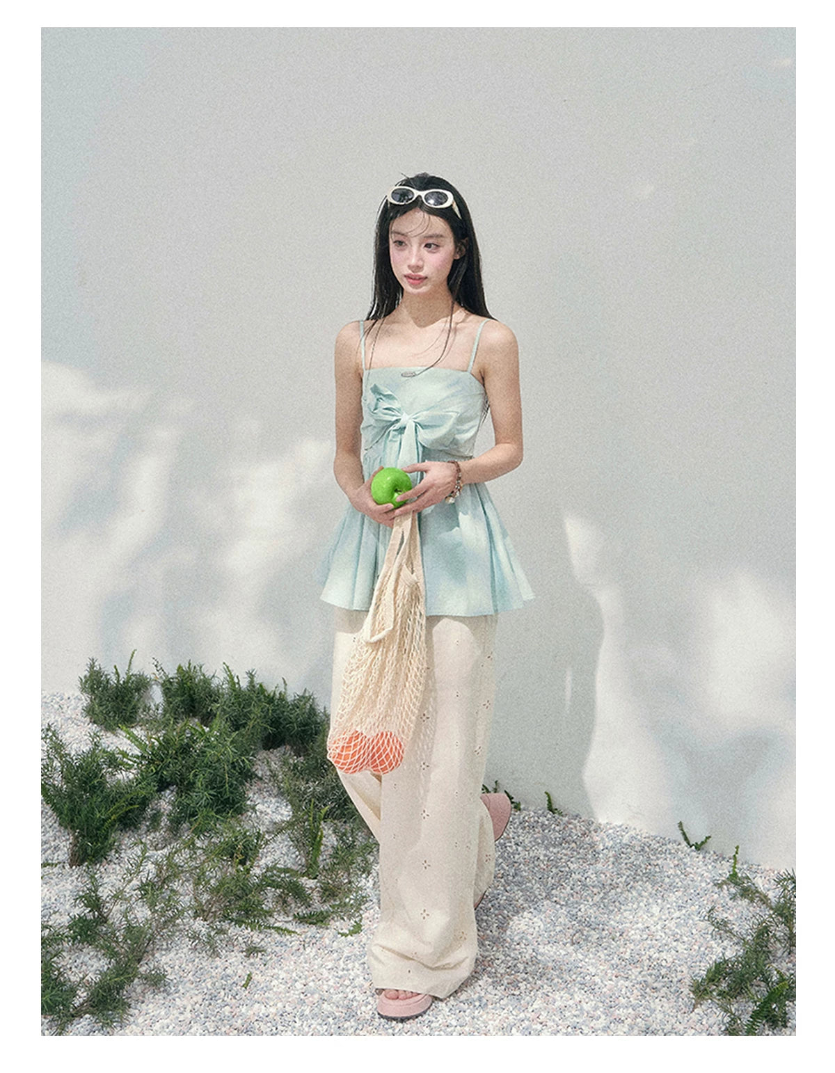 Blue Whisper Bow Camisole Top