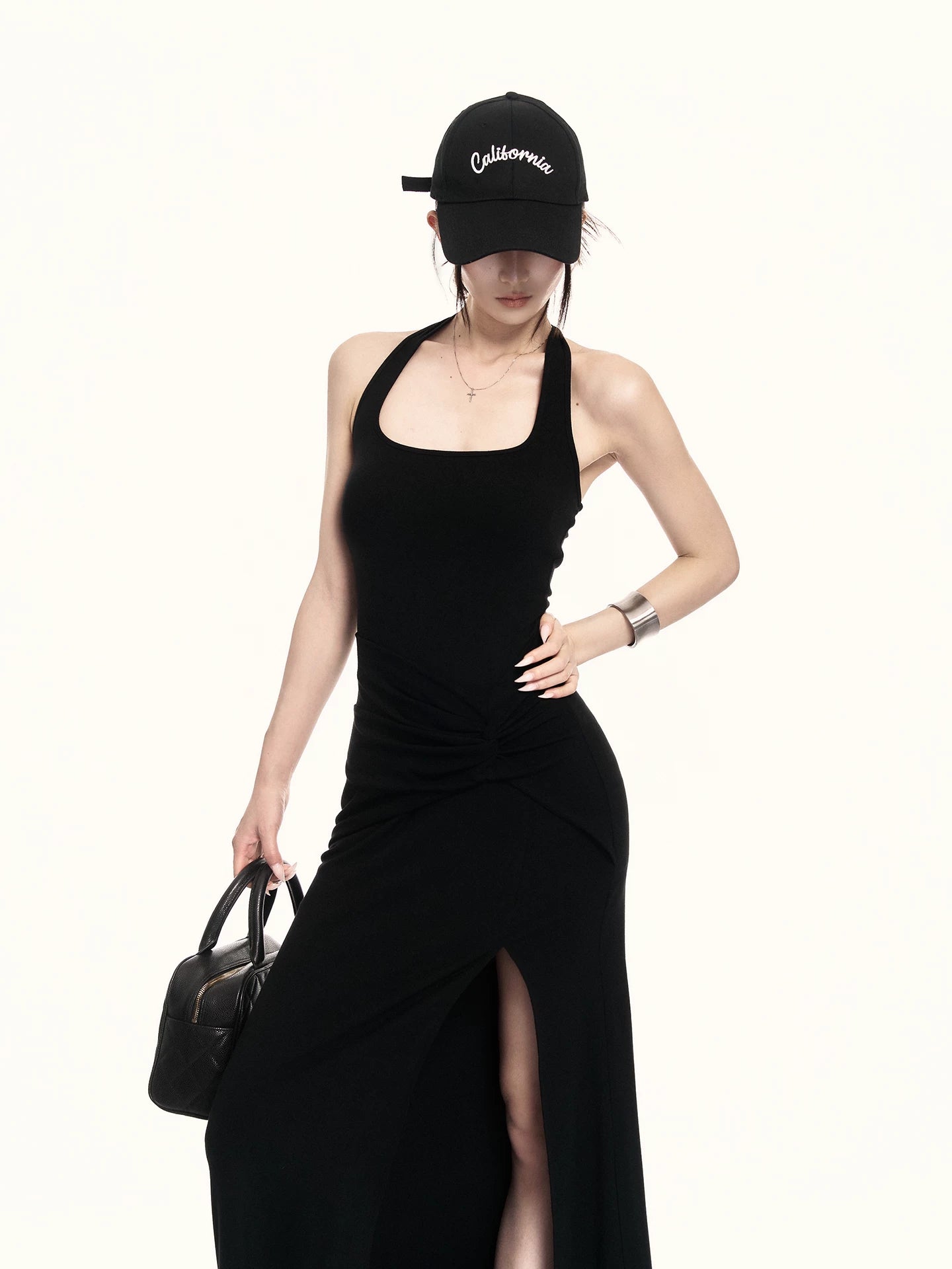 Elegant Halter-Neck Backless Slim-Fit Maxi Dress