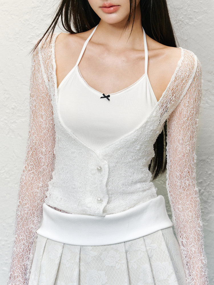 Ballet Style Two-Piece Lace Cami & Skirt Set - CHINASQUAD