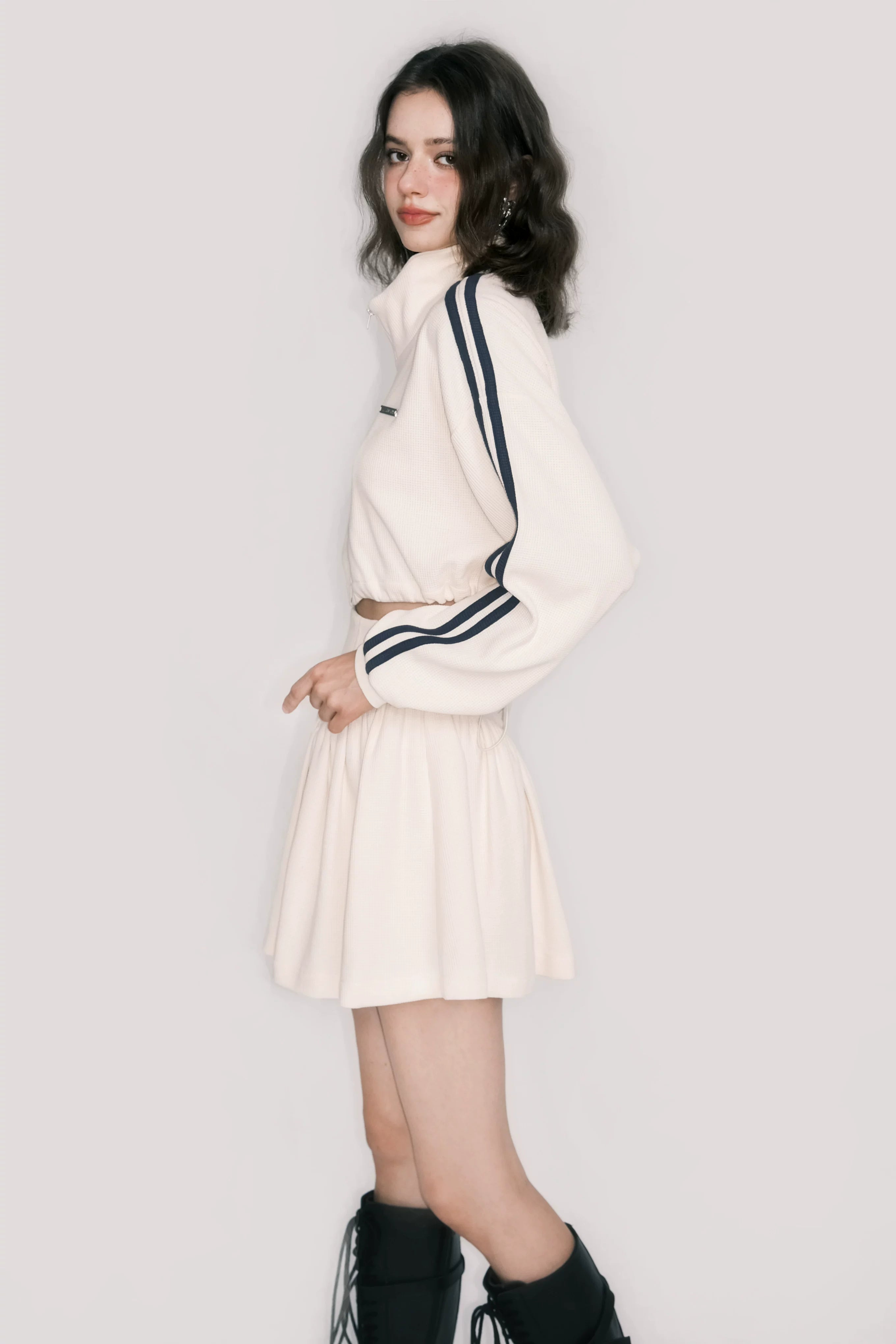 Tennis Waffle Sweatshirt & Mini Skirt Set