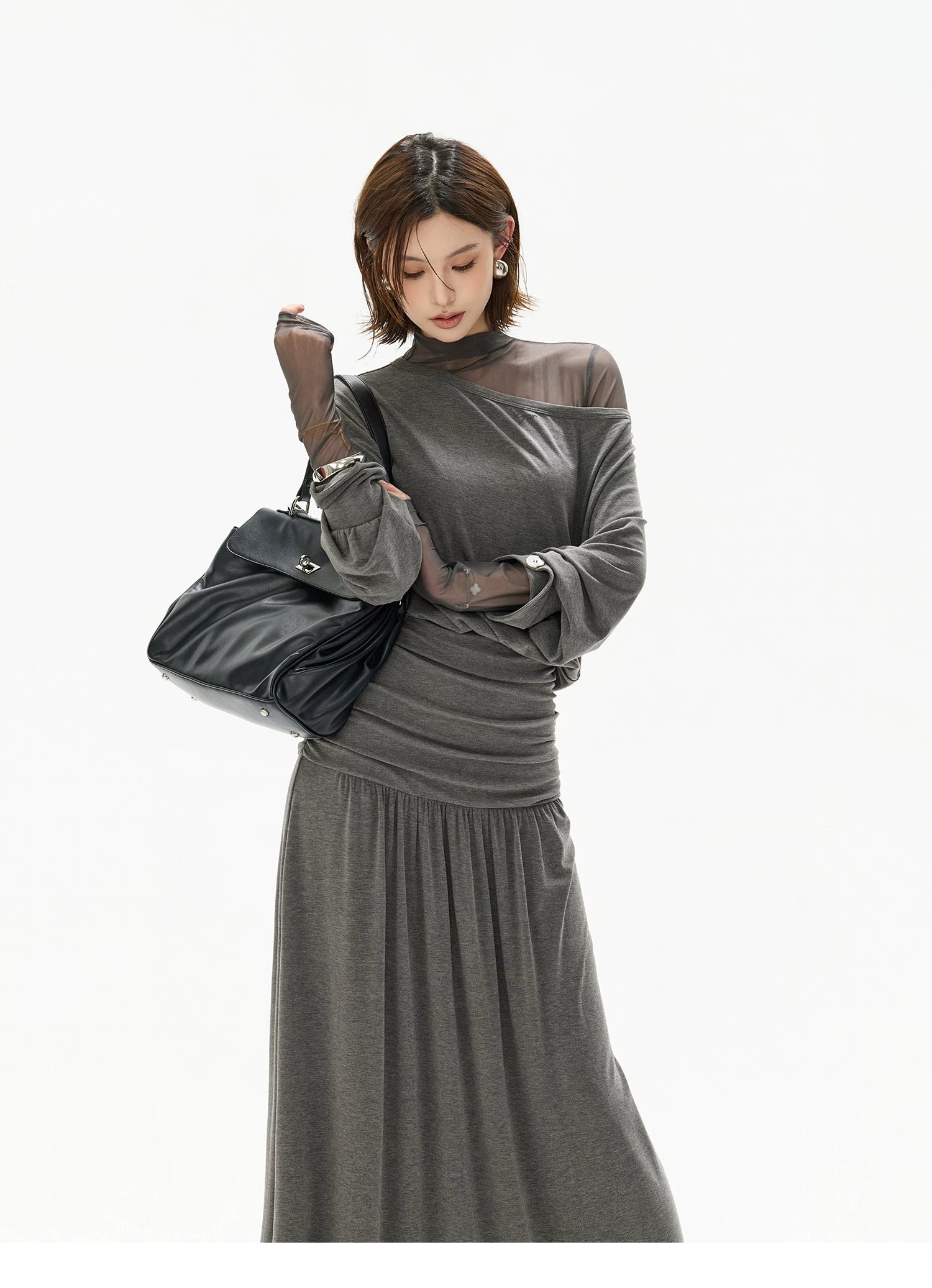 Two-Piece Off-Shoulder Knit Maxi Dress