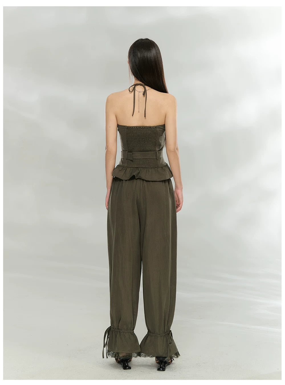 Halter Ruched Corset Crop Top