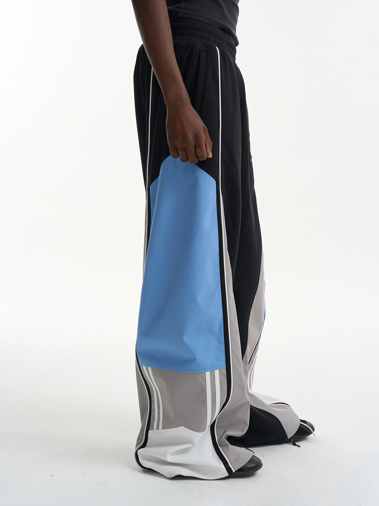 Contrast Panel Embroidered Track Pants