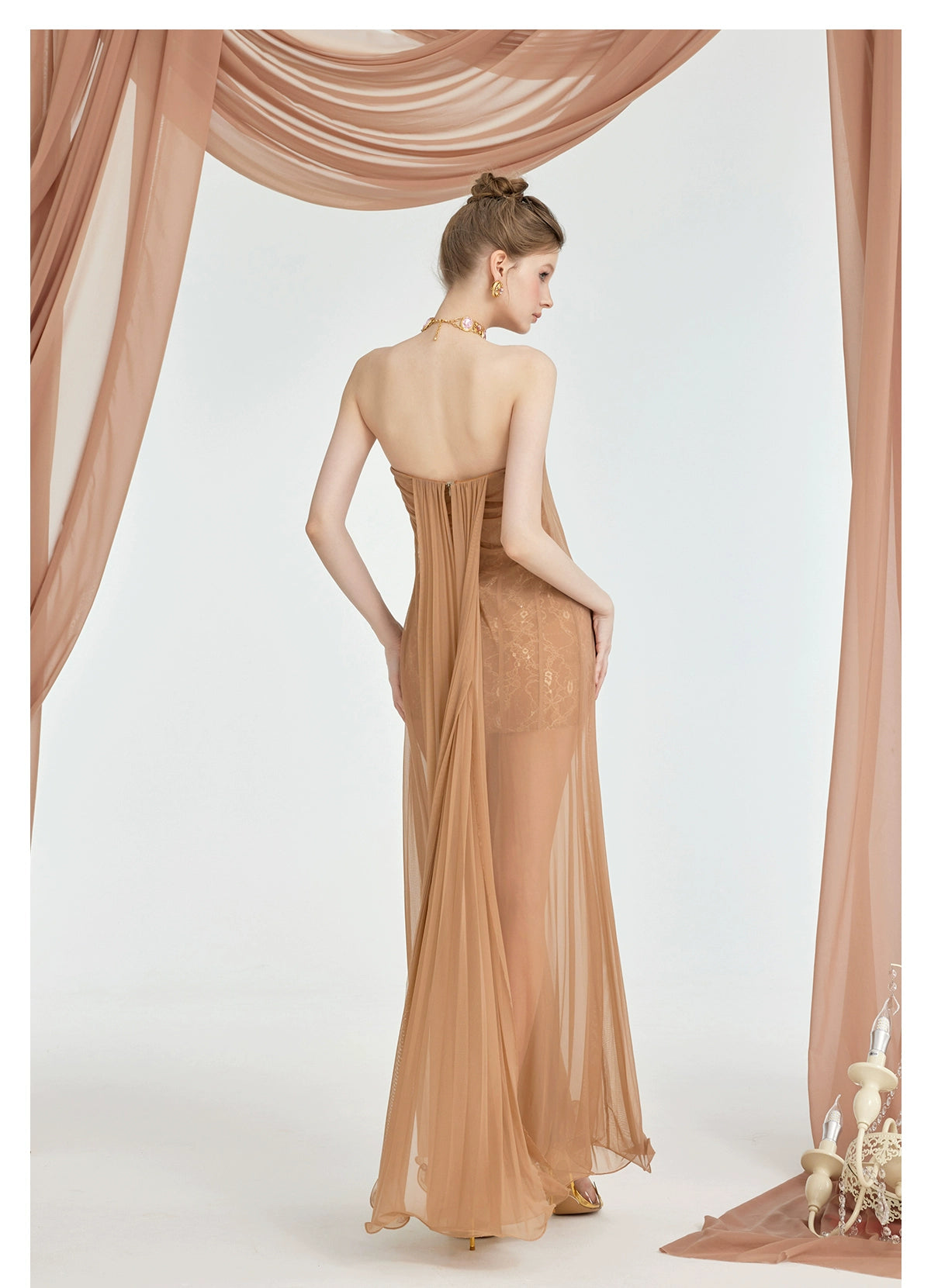 Thea Strapless Mesh Backless Dress - CHINASQUAD