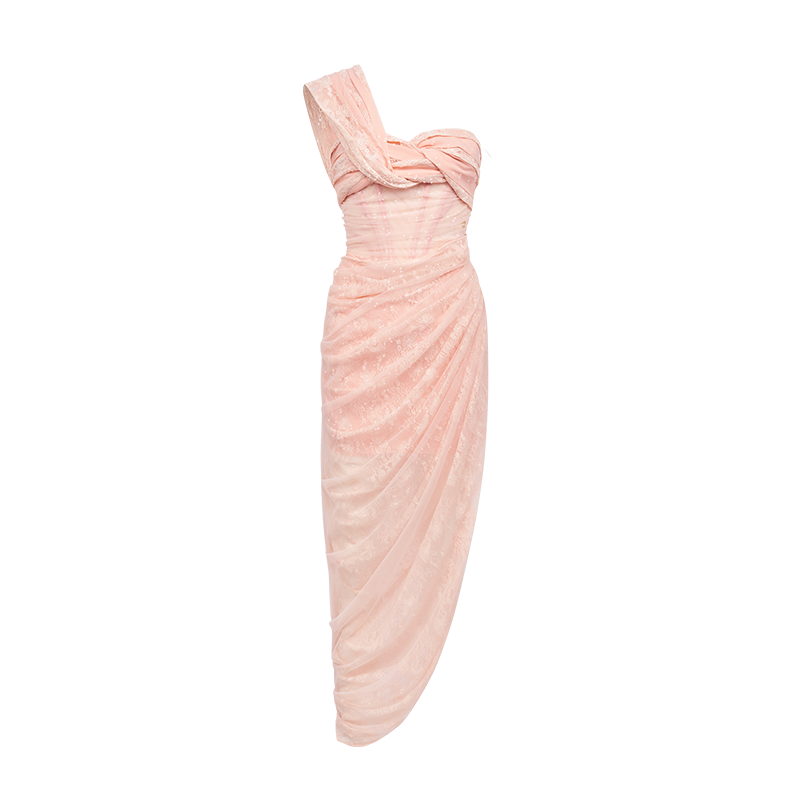 Lillian Lace Chiffon Mesh Knot Dress - CHINASQUAD