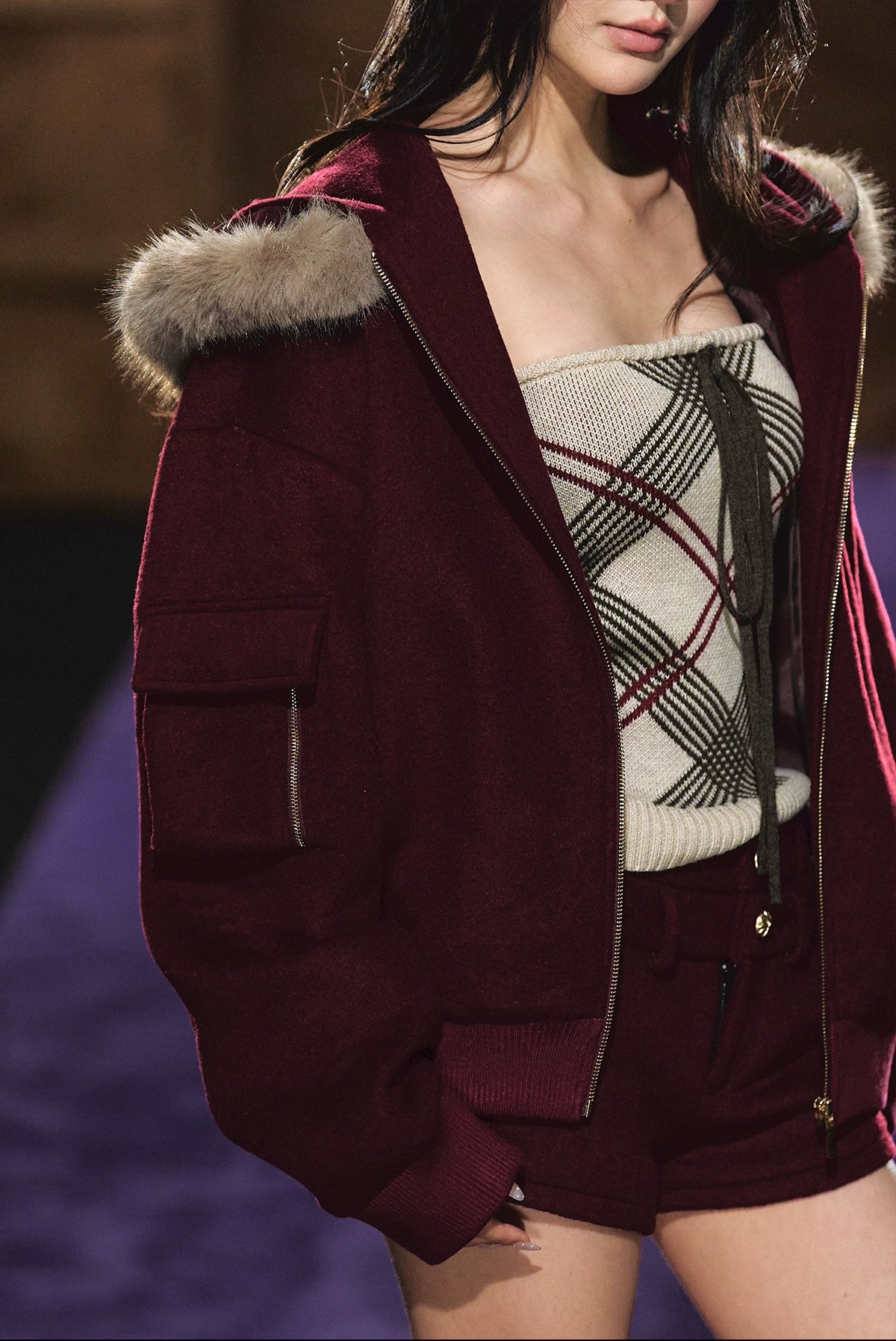 Wool-Blend Heart Yarn Cropped Knit Tube Top