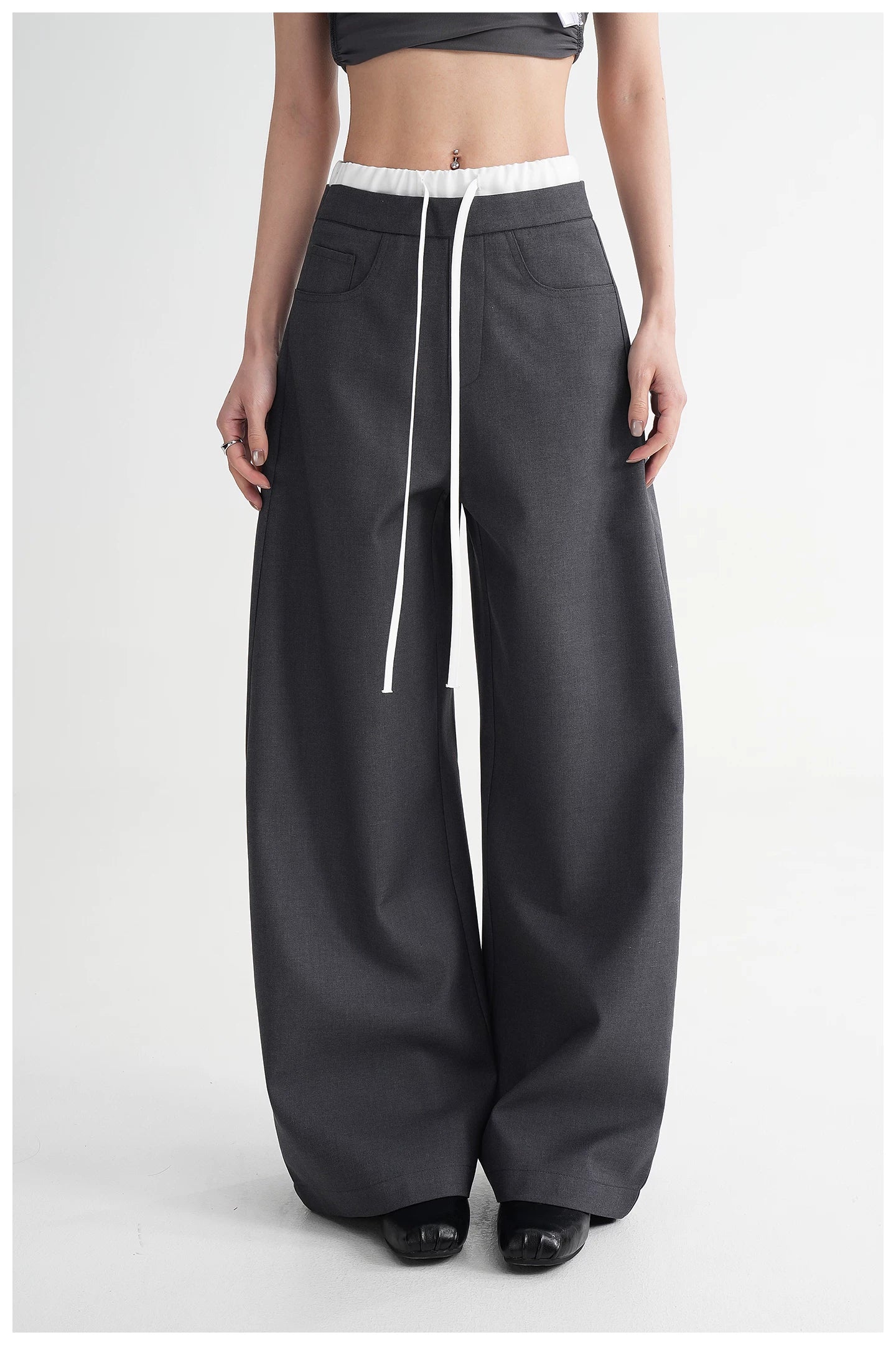 Panel Wide-Leg Floor-Length Trousers